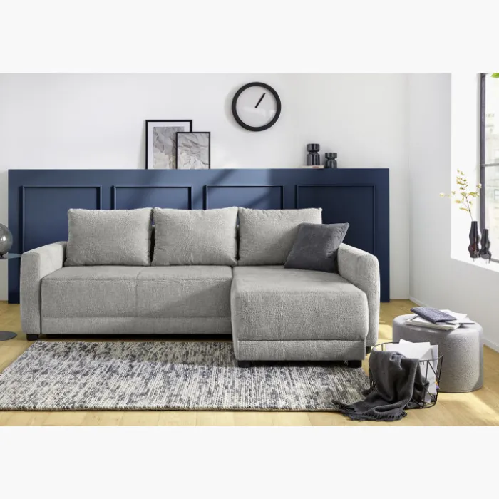 Canapé d'angle convertible coffre Venezia gris