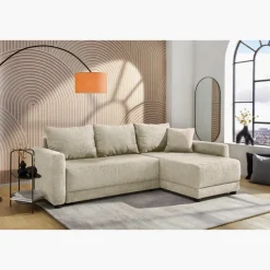 Canapé d'angle convertible Venezia avec coffre beige