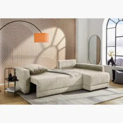 Canapé d'angle convertible Venezia avec coffre beige