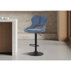 Chaise de bar Mori tissu bleu