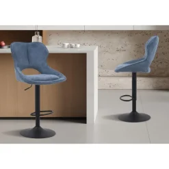 Chaise de bar Mori tissu bleu