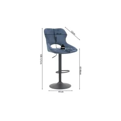 Chaise de bar Mori tissu bleu