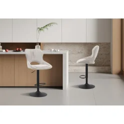 Chaise de bar Mori tissu gris clair