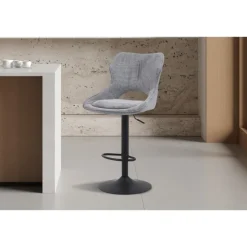 Chaise de bar Mori tissu gris foncé