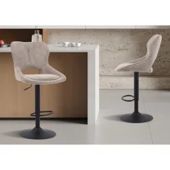 Chaise de bar Mori tissu Poivre
