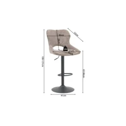 Chaise de bar Mori tissu Poivre