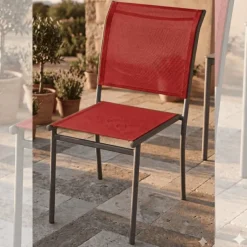 Chaise de jardin Oleron tissu rouge
