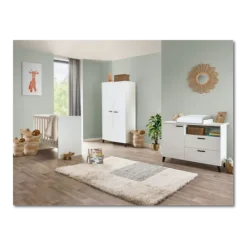 Chambre bébé Evy blanc (armoire + lit + commode)