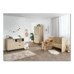Chambre bébé Evy chêne printemps (armoire + lit + commode)