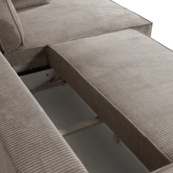 Charlotte beige cotelé - Convertible et reversible avec coffre