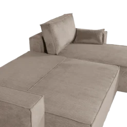 Charlotte beige cotelé - Convertible et reversible avec coffre