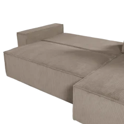 Charlotte beige cotelé - Convertible et reversible avec coffre