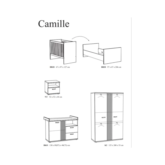 Chevet Camille golden oak