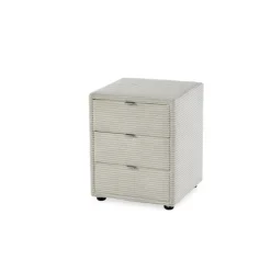 Chevet Cotelé beige Nako 3 tiroirs