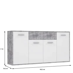Commode Antuza 4P2T beton/blanc