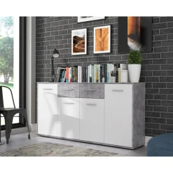 Commode Antuza 4P2T beton/blanc