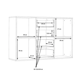 Commode Antuza 2P4T gris/blanc