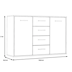 Commode Antuza 2P4T gris/blanc