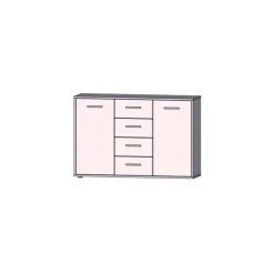 Commode Antuza 2P4T gris/blanc