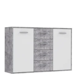 Commode Antuza 2P4T gris/blanc