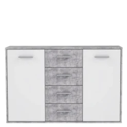 Commode Antuza 2P4T gris/blanc