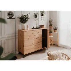 Commode Medan 01B chêne artisan/anthracite