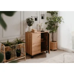 Commode Medan 01D chêne artisan/anthracite