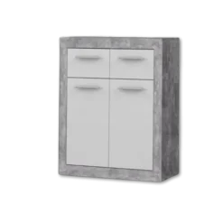 Commode 2P/2T Baccio blanc/béton