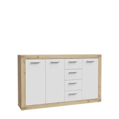 Commode 3P/4T Baccio blanc/chêne
