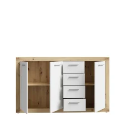 Commode 3P/4T Baccio blanc/chêne