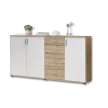 Commode 3P/4T BC 1040 chêne rustica/blanc