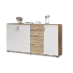Commode 3P/4T BC 1040 chêne rustica/blanc