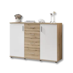 Commode 2P/4T BC 1040 chêne rustica/blanc