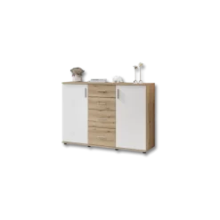 Commode 2P/4T BC 1040 chêne rustica/blanc