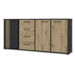 Commode 3P3TB4T Cardigan chêne artisan/noir