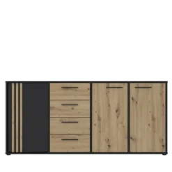Commode 3P3TB4T Cardigan chêne artisan/noir