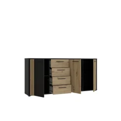 Commode 3P3TB4T Cardigan chêne artisan/noir