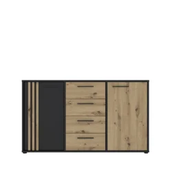 Commode 2P2TB4T Cardigan chêne artisan/noir