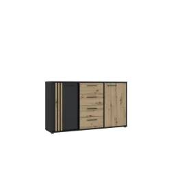 Commode 2P2TB4T Cardigan chêne artisan/noir