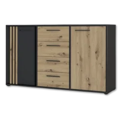 Commode 2P2TB4T Cardigan chêne artisan/noir