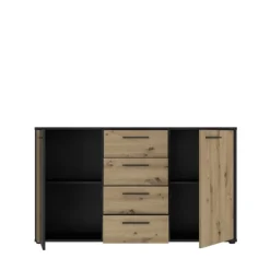 Commode 2P2TB4T Cardigan chêne artisan/noir