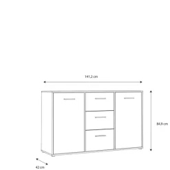 Commode 2P/3T Mokkaro chêne catania/noir