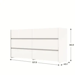Commode 6 tiroirs Mosaik blanc ( sur commande )