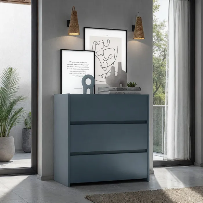 Commode 3 tiroirs Mosaik Bleu nuit ( sur commande )