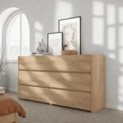Commode 6 tiroirs Mozaik Hickory