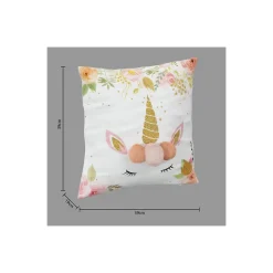 Coussin Licorne blanc/rose