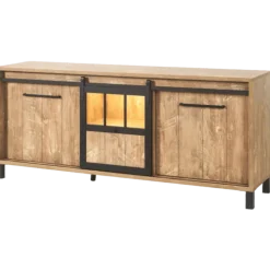 Dressoir Alcatraz 7 bois orange/noir mat