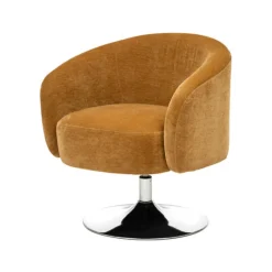 Edith - Fauteuil pivotant chenille ocre