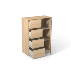 Enfilade 1 porte et 4 tiroirs Mosaik décor hickory ( sur commande )