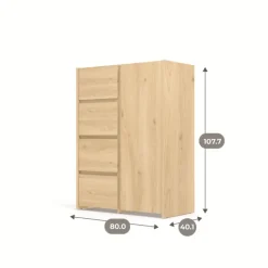 Enfilade 1 porte et 4 tiroirs Mosaik décor hickory ( sur commande )